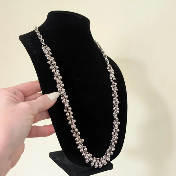 Silvertone Beaded Chain Necklace - Women's Jewelry - Picture 1 of 11